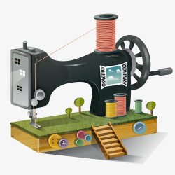 创意缝纫机插画素材