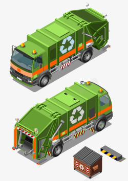 绿色垃圾车素材