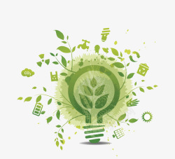 绿色清新创意低碳环保灯泡插画素材