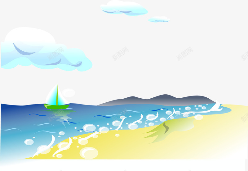 度假沙滩海浪矢量图ai免抠素材_新图网 https://ixintu.com 夏日风光 度假 沙滩 海浪 矢量图