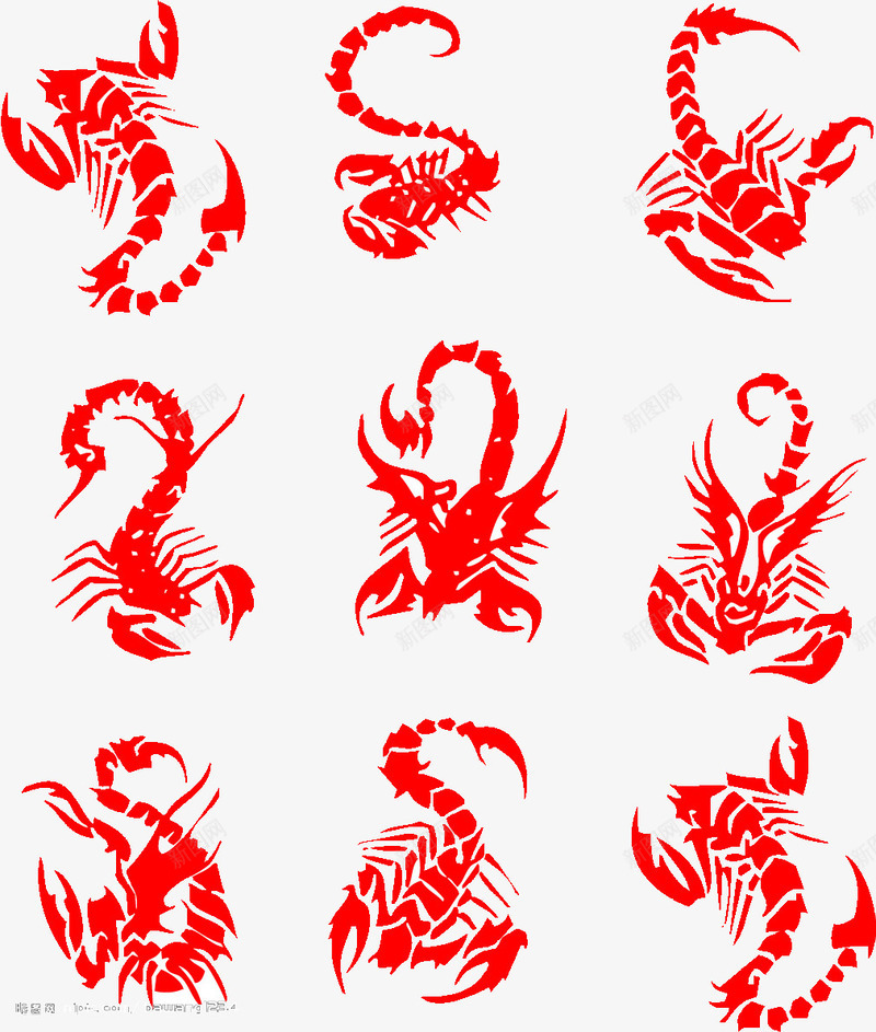 红色剪纸蝎子造型png免抠素材_新图网 https://ixintu.com 剪纸 图案 红色 纹身 蝎子 造型