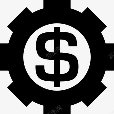 齿轮与美元符号在图标图标