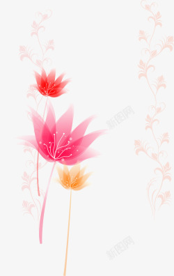 红色莲花边框装饰花纹矢量图素材
