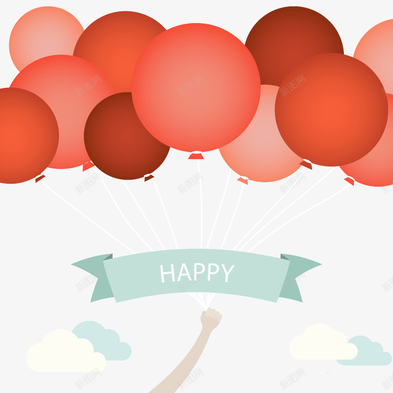 红色气球束生日装饰png免抠素材_新图网 https://ixintu.com 气球束 生日装饰 红色