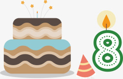 双层蛋糕数字8卡通蛋糕生日矢量图素材