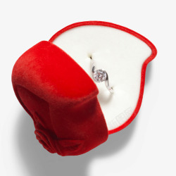 红色戒指盒和戒指素材