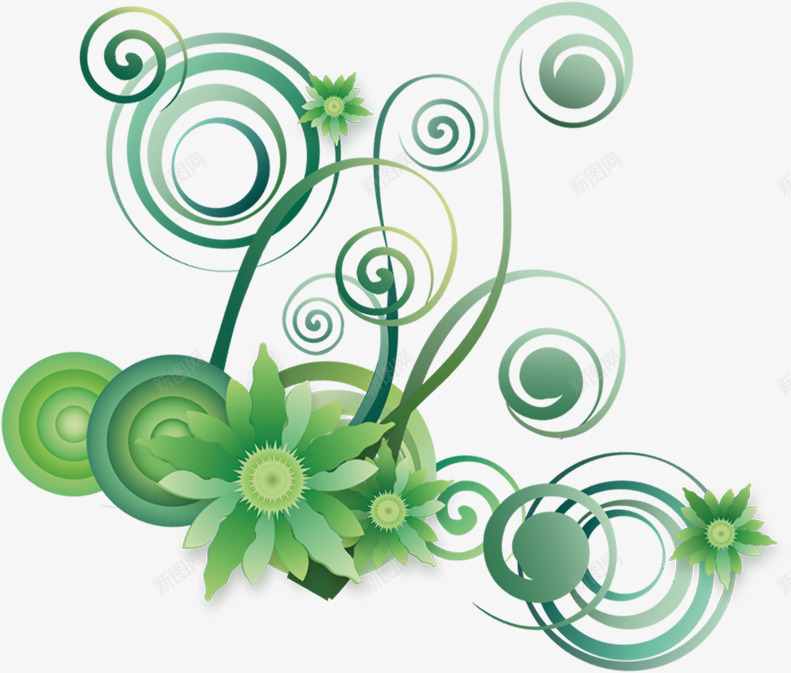 绿色环保花纹花朵线条png免抠素材_新图网 https://ixintu.com 环保 线条 绿色 花朵 花纹