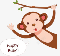 快乐的猴子可爱猴子生日派对矢量图高清图片