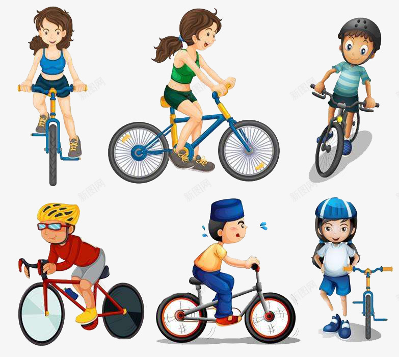 孩子们在骑单车png免抠素材_新图网 https://ixintu.com 儿童骑车 锻炼 骑山地车 骑自行车