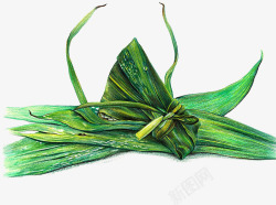 绿色创意手绘粽子美食元素素材