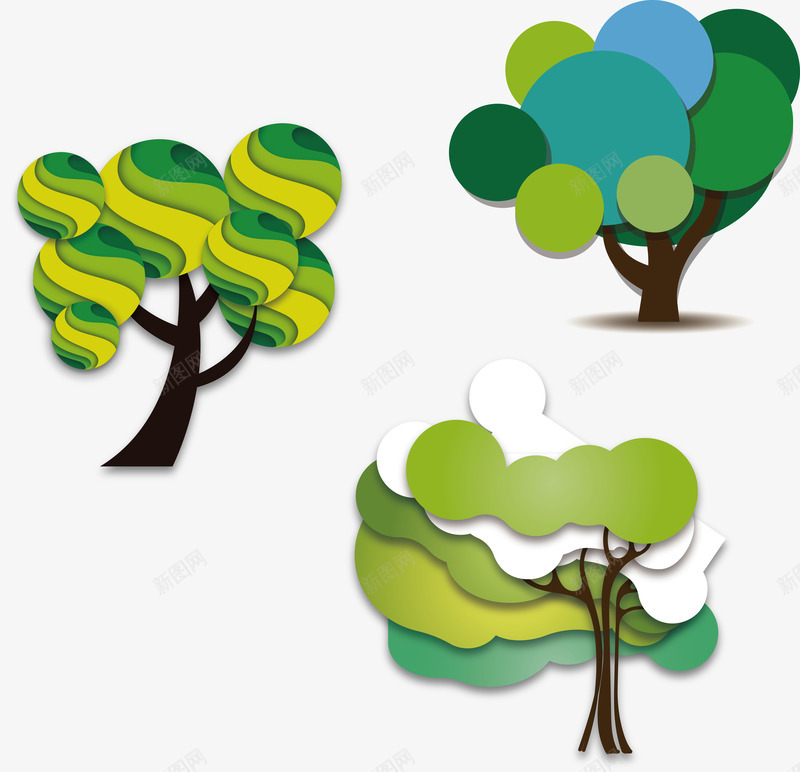 贴纸树冠png免抠素材_新图网 https://ixintu.com 剪纸 卡通 树俯视图 树冠 树叶 树头 绿色