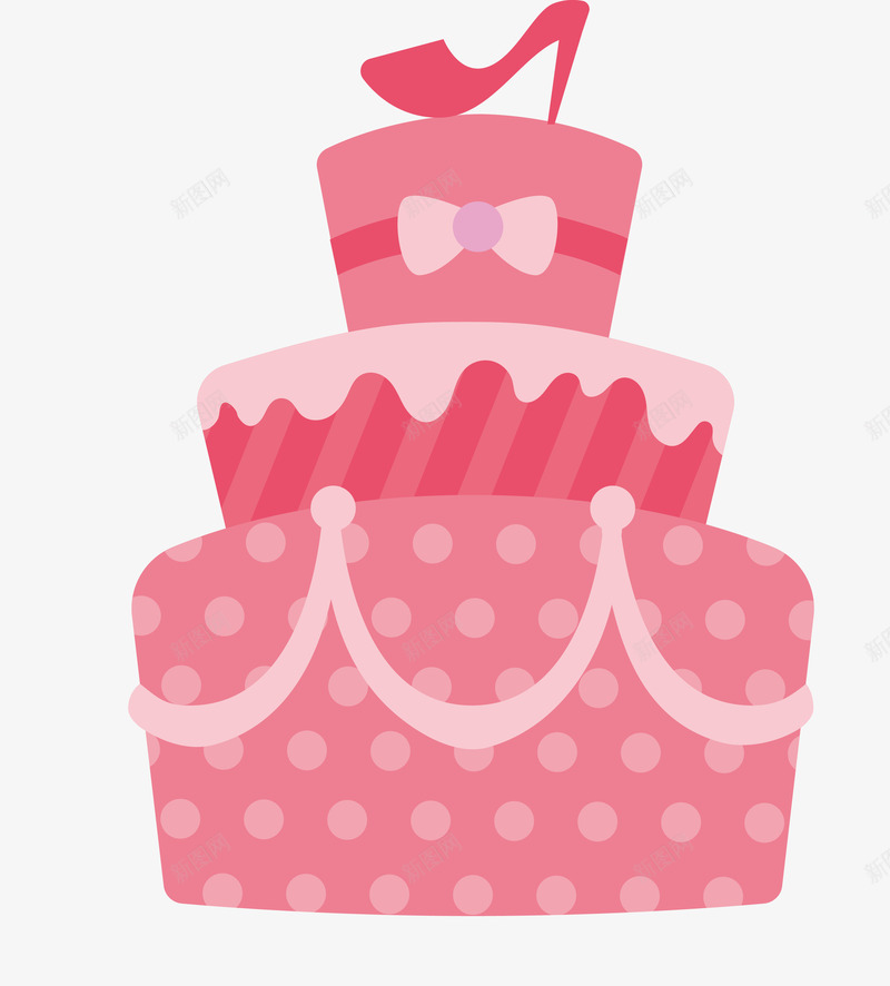三层蛋糕矢量图ai免抠素材_新图网 https://ixintu.com 生日 粉色蛋糕 结婚 高跟鞋 矢量图