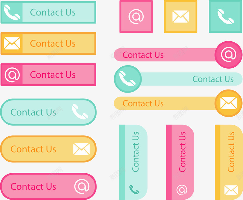 可爱彩色网页联系我们矢量图eps免抠素材_新图网 https://ixintu.com 电子邮件 电话联系 矢量素材 网页设计 联系我们 矢量图
