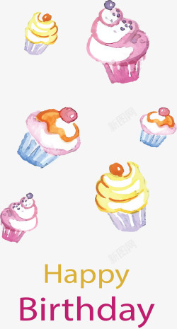 飞舞蛋糕彩色飞舞的水彩蛋糕矢量图高清图片
