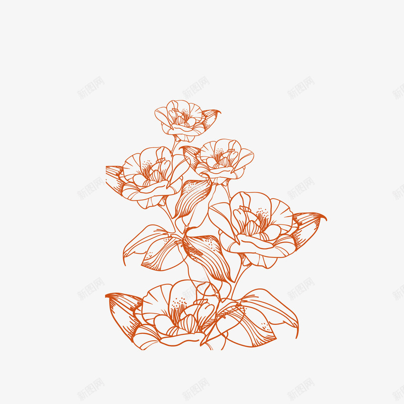 深红色花朵png免抠素材_新图网 https://ixintu.com 或多 红色 线型花纹 线性 线条