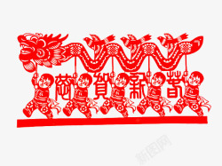 中国风红色剪纸窗花素材
