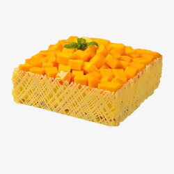 正方形的芒果生日蛋糕素材
