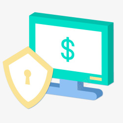 线上交易一个电脑交易安全提醒的标志矢量图图标高清图片