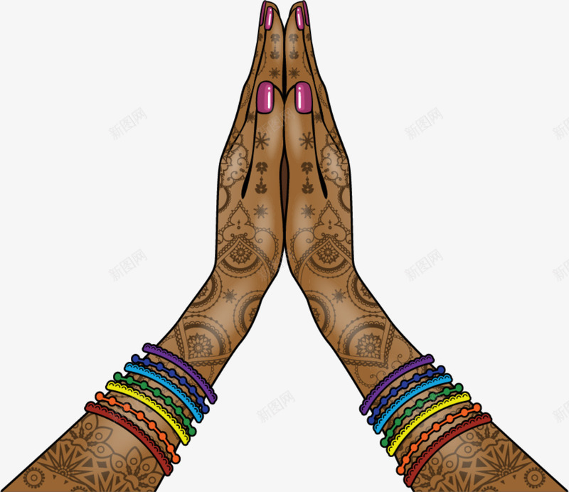 双手合十祈祷png免抠素材_新图网 https://ixintu.com 双手祈祷 合十祈祷 棕色手指 棕色手臂 水彩 祈求 祈祷的手