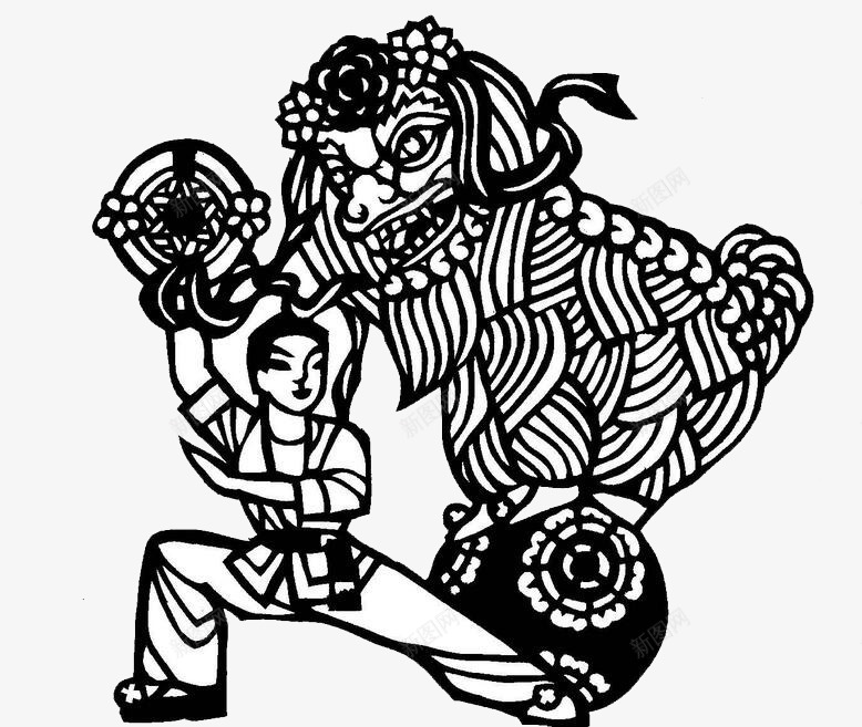 传统风俗舞龙舞狮png免抠素材_新图网 https://ixintu.com 传统 剪纸 国粹 舞狮 舞龙舞狮