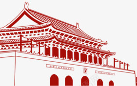 红色复古建筑剪纸png免抠素材_新图网 https://ixintu.com 剪纸 复古 建筑 红色