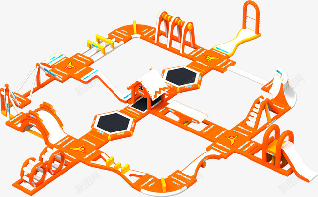 水上乐园png免抠素材_新图网 https://ixintu.com 夏日 橘色 水 水上乐园 滑梯