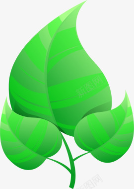 绿色叶子环保图标矢量图图标