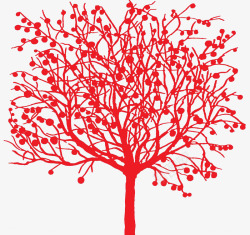 红色剪纸树素材