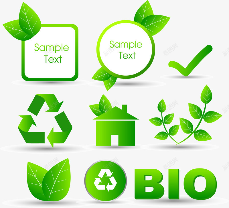 绿色环保标签png免抠素材_新图网 https://ixintu.com 绿色标志绿色标签环保标签矢量素材BIO