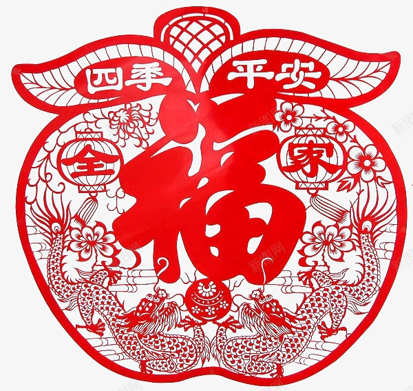 四季平安福剪纸png免抠素材_新图网 https://ixintu.com 四季平安 平安福 平安福剪纸 福字