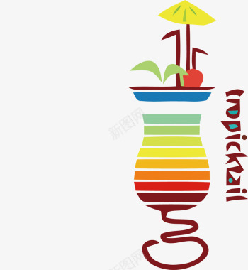 彩虹杯子饮品厨房logo矢量图图标图标