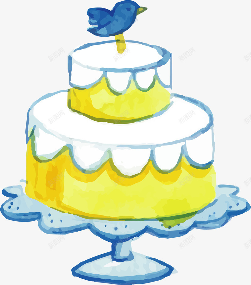 手绘风黄色的蛋糕矢量图ai免抠素材_新图网 https://ixintu.com 手绘蛋糕 手绘风 生日蛋糕 矢量png 蛋糕 黄色蛋糕 矢量图