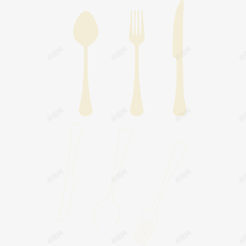 线性填充餐具三件套png免抠素材_新图网 https://ixintu.com 刀 叉 效果元素 汤勺 餐具