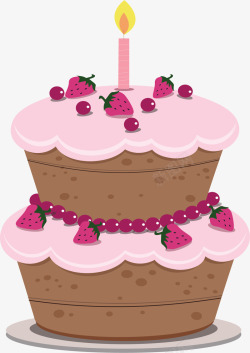 粉紫色草莓生日蛋糕矢量图素材