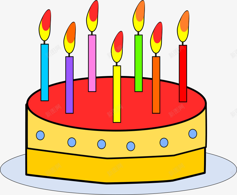 卡通插满蜡烛的生日蛋糕png免抠素材_新图网 https://ixintu.com 卡通 生日 生日卡通 蛋糕卡通 蜡烛