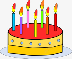 卡通插满蜡烛的生日蛋糕素材