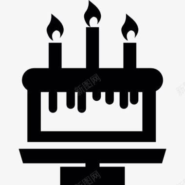 生日蛋糕三根蜡烛图标图标