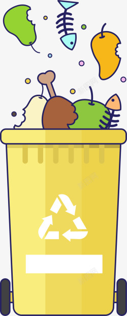 彩色食物卡通垃圾桶素材