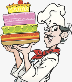 西点师矢量蛋糕厨师插画高清图片