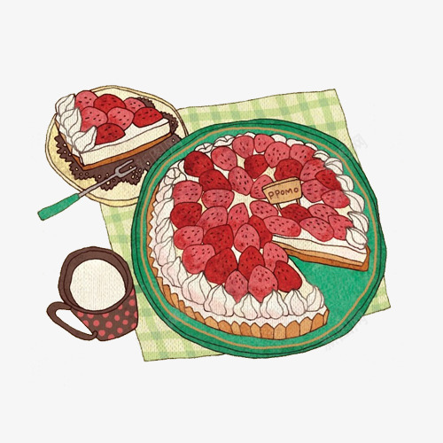 草莓生日蛋糕手绘画片png免抠素材_新图网 https://ixintu.com 奶汁 手绘美食 生日蛋糕 色彩画 蛋糕