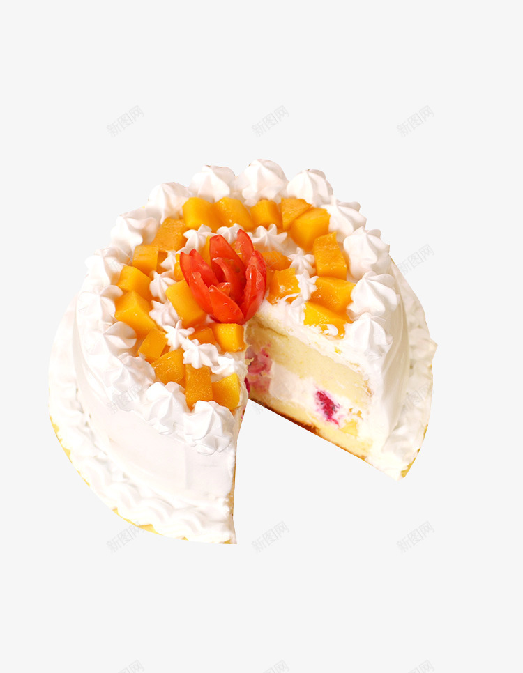 切开的奶油蛋糕png免抠素材_新图网 https://ixintu.com 奶油裱花 水果奶油 生日蛋糕 裱花