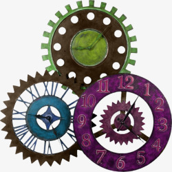 彩色齿轮创意时钟素材