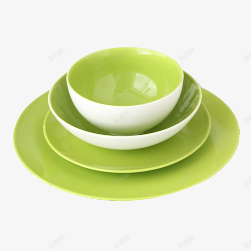 绿色碗碟png免抠素材_新图网 https://ixintu.com 器皿 环保 食物 餐具