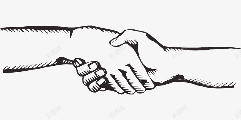 两人握手png免抠素材_新图网 https://ixintu.com 卡通手绘 握手 线性握手 黑色