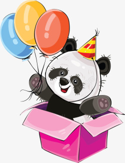 生日熊猫生日礼盒卡通熊猫矢量图高清图片