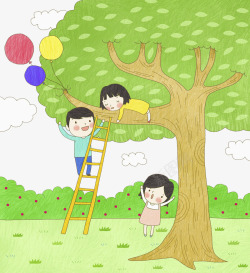 爬树的孩子素材