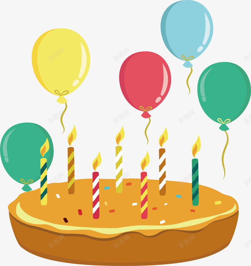 气球蜡烛装饰蛋糕派png免抠素材_新图网 https://ixintu.com 气球束 生日蛋糕 矢量png 蛋糕 蛋糕派 蜡烛