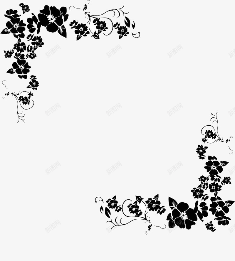 花边png免抠素材_新图网 https://ixintu.com 剪纸 花 花边 黑色