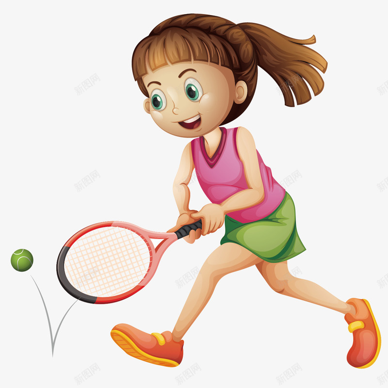 打乒乓球女孩png免抠素材_新图网 https://ixintu.com 乒乓球 可爱孩子 女孩 打球 运动