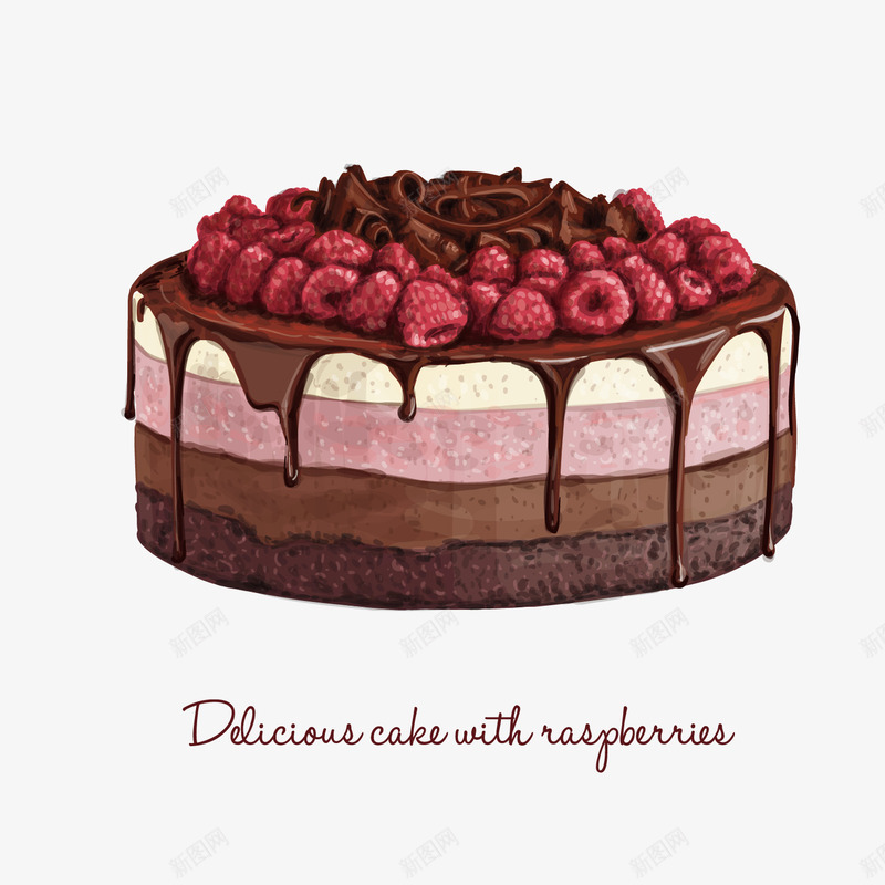 多层蔓越莓蛋糕水彩矢量图ai免抠素材_新图网 https://ixintu.com 多层 巧克力 水果多 甜美 生日 精美 蔓越莓 蛋糕 矢量图
